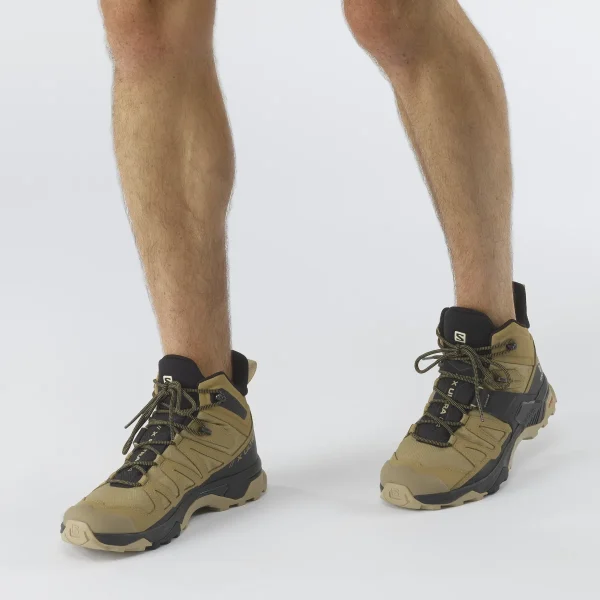 X ULTRA 4 MID GORE-TEX (GTX) נעל טיולים לגברים בצבע חום אצות ושחור בשילוב ספארי