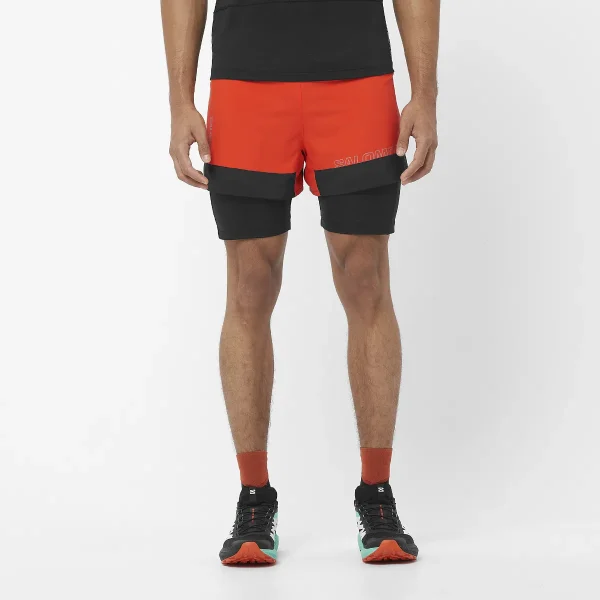 SALOMON - CROSS 2IN1 SHORTS – LC2263700 – cherry-tomato-deep-black – 1